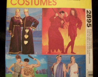 McCall 2895 Easy To Sew All Sizes (Misses, Mens and Teen Boys) Roman couple, Cave people, King and Queen of Hearts; Devilish Pair Costumes