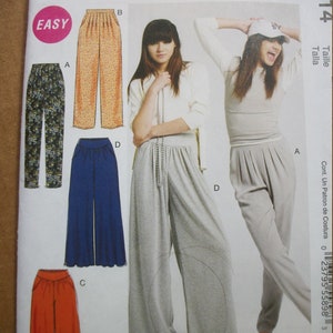 May include: McCall's sewing pattern M6514 featuring various styles of wide-leg pants. The pattern includes options for different fabrics and colors, with a focus on comfort and ease of sewing. The cover shows the finished pants in several colors.