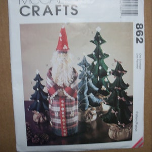 McCall 862 Tall Slim Santa and Trees.   24&quot; Santa and 12&quot;. 17&quot; and 22&quot; trees.  Factory Folded, Uncut.