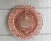 Pink Depression Glass, Grill Plate, Divided Platter Miss America Pink Anchor Hocking Vintage Depression Glass Diamond Cut Glass PINK Plate