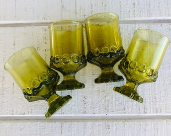 Lot of Four Stemmed Juice Glasses Tiffin Avocado Green Franciscan Madeira