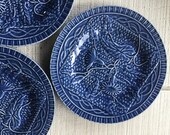 3 Vintage Bordallo Pinheiro Morning Glory BLUE Plate Portuguese pottery portugal plates display plates blue pottery farmhouse Jay Willfred