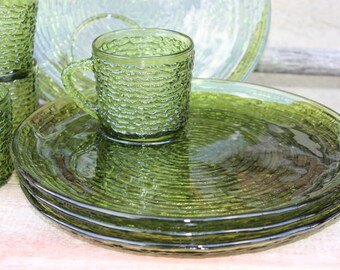 4 Colonial Lady Bullseye glass snack sets Mid century glass | Etsy 4 Colonial Lady Bullseye glass snack sets Mid century glass | Etsy