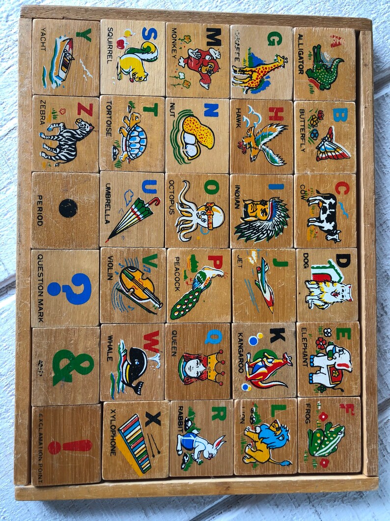 Vintage Wooden ABC Set Alphabet Puzzle Kid Children - Etsy