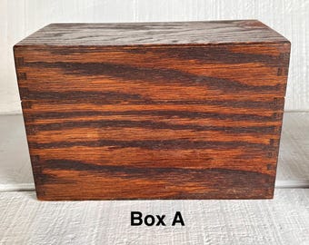 Vintage 1960s Oak Veneer Dovetail Recipe Box by Harry C. Hedberg