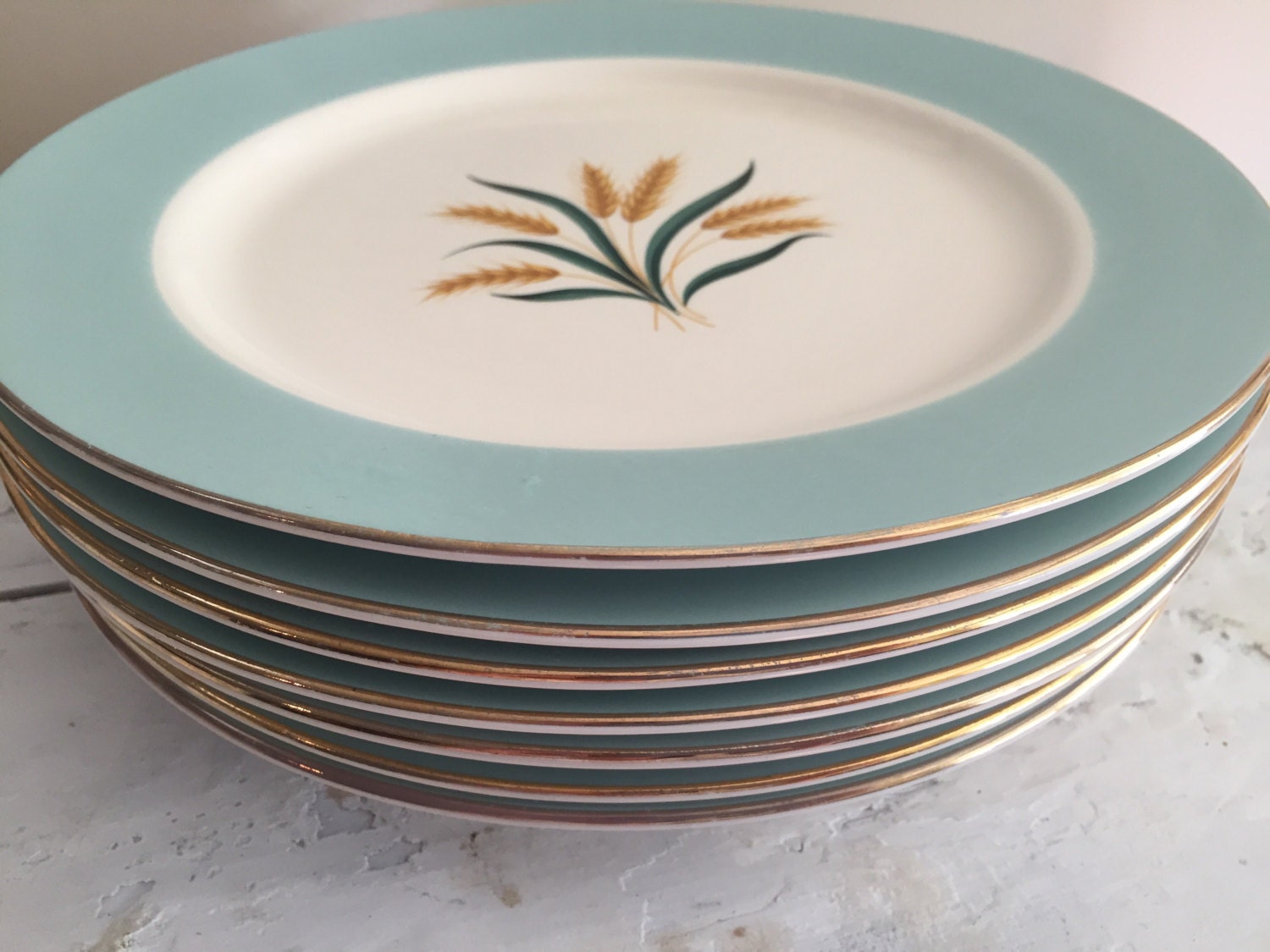 Mid Century China Viking Wheat Dinner Plates - International DS Co
