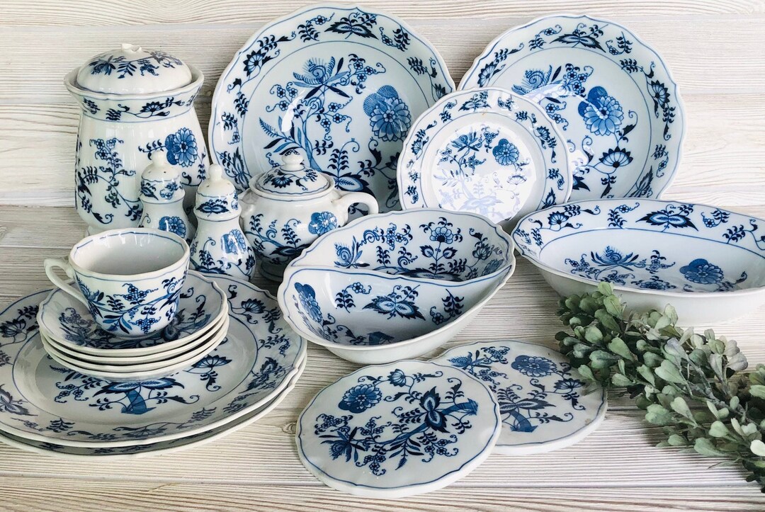 1950s Blue Danube Porcelain Dinnerware Serving Piece Canister Oval