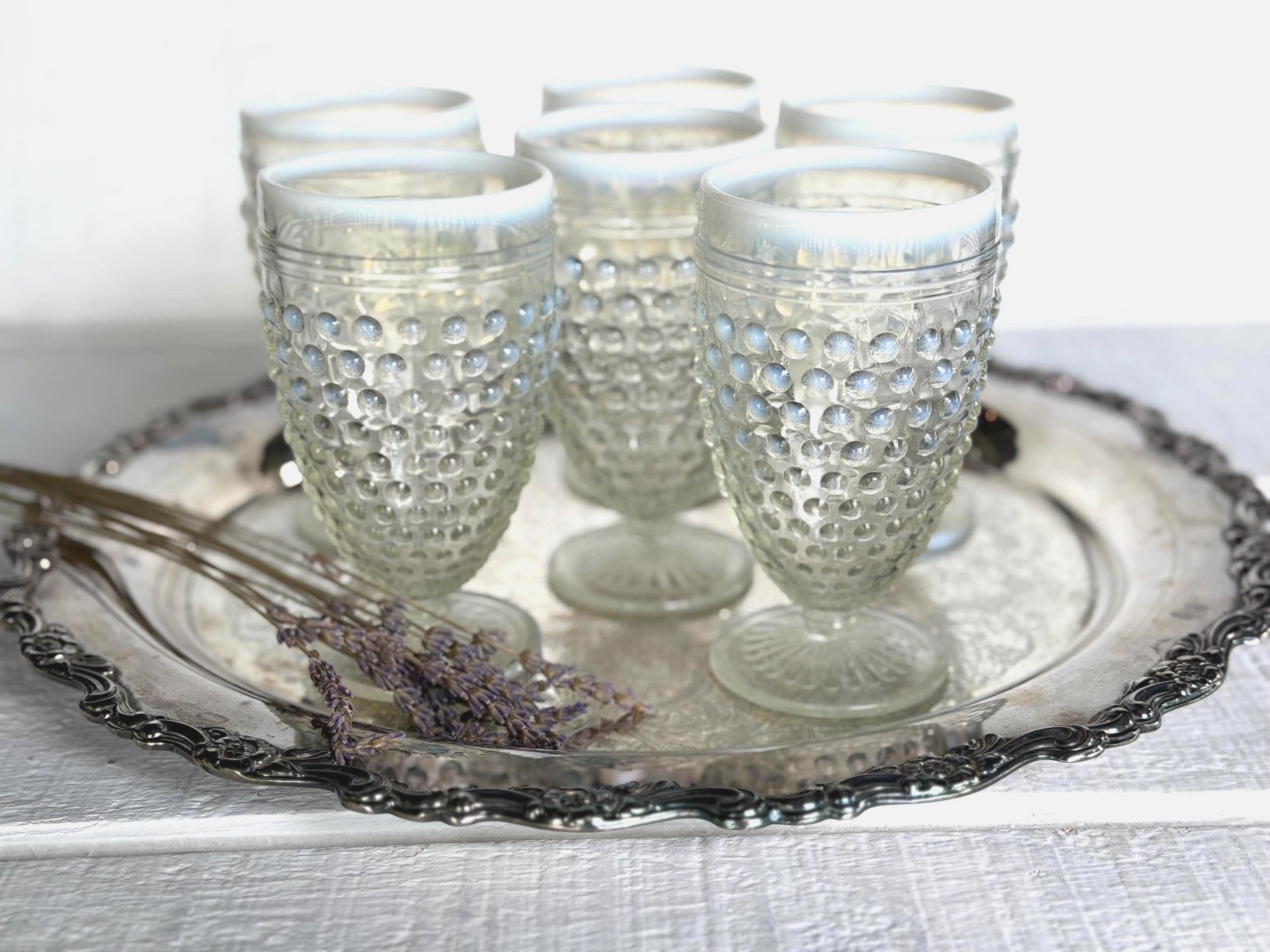 Anchor Hocking Moonstone Water Goblets Set of 6 1940s Opalescent