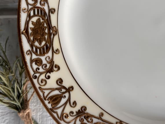Vintage Noritake Nippon Dinner Plate • Handpainted Raised Gold