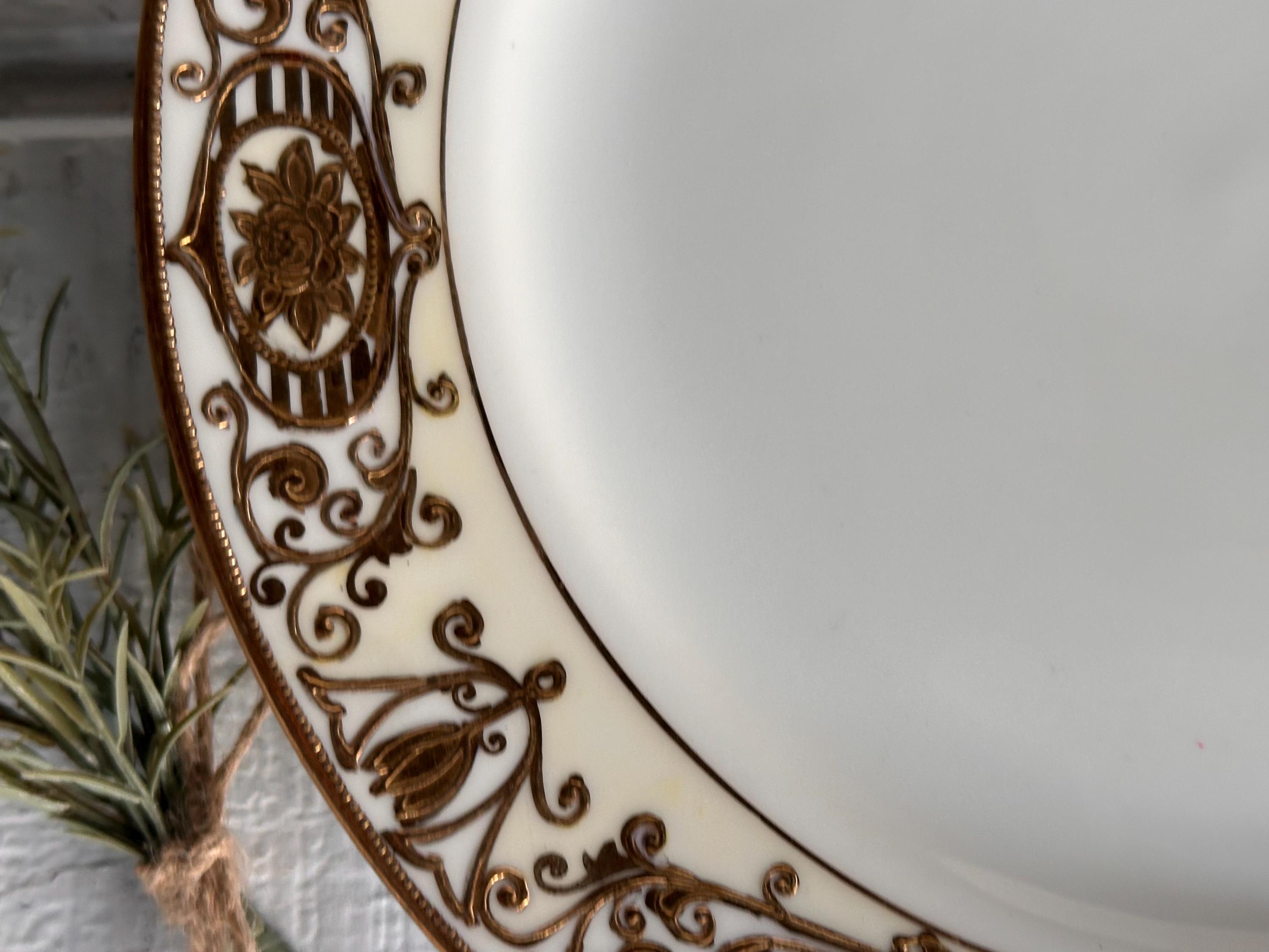 Vintage Noritake Nippon Dinner Plate • Handpainted Raised Gold