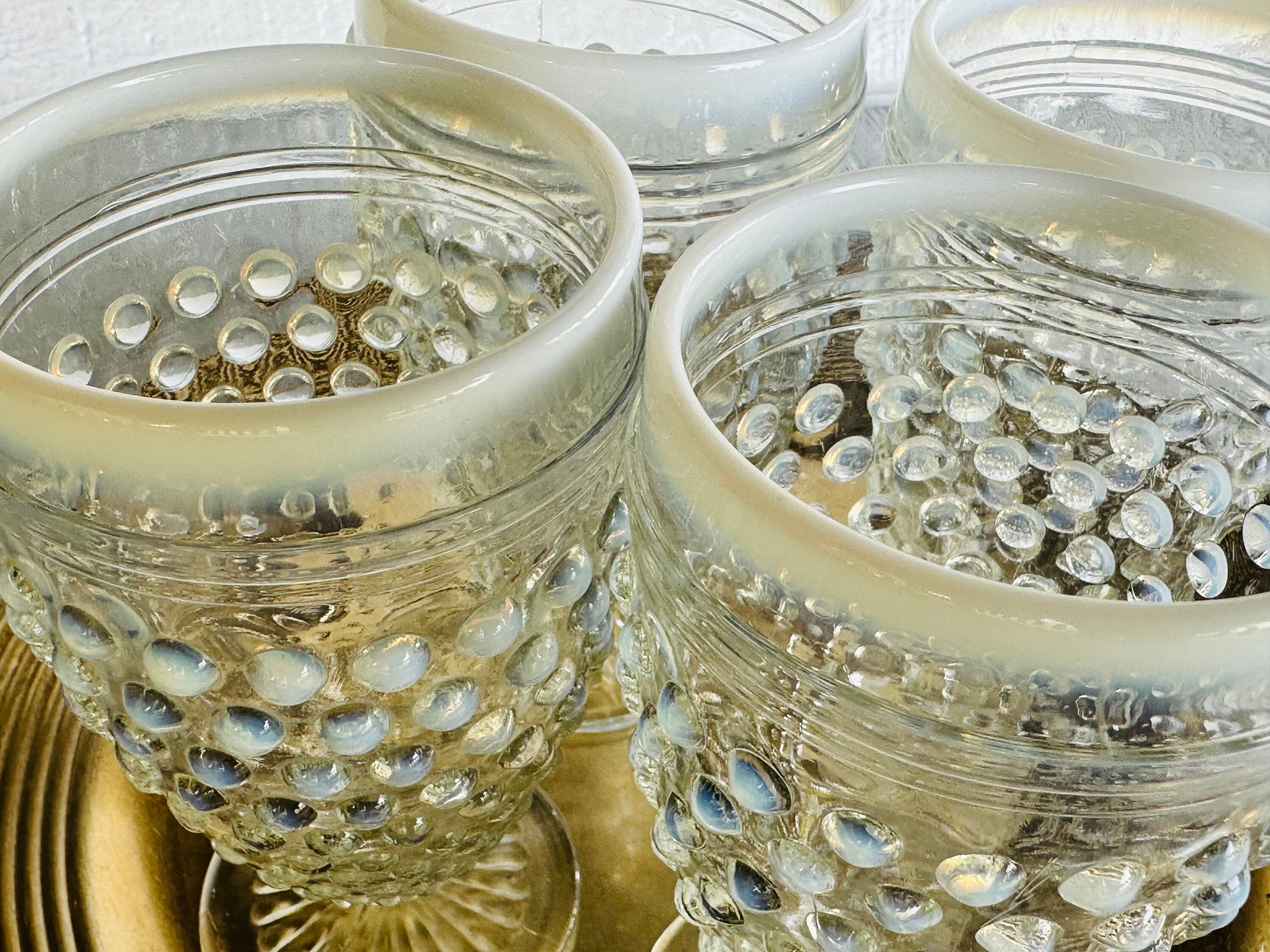 Anchor Hocking Moonstone Water Goblets Set of 6 1940s Opalescent