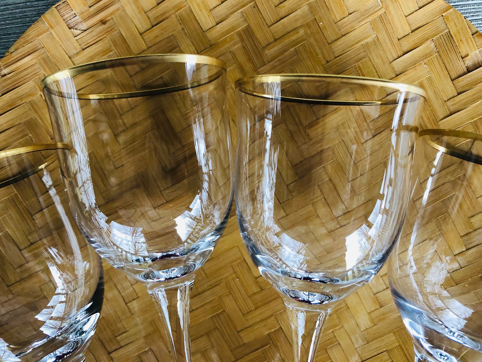 1980s Noritake Troy wine goblets w/ gold rims vintage Noritake Etsy