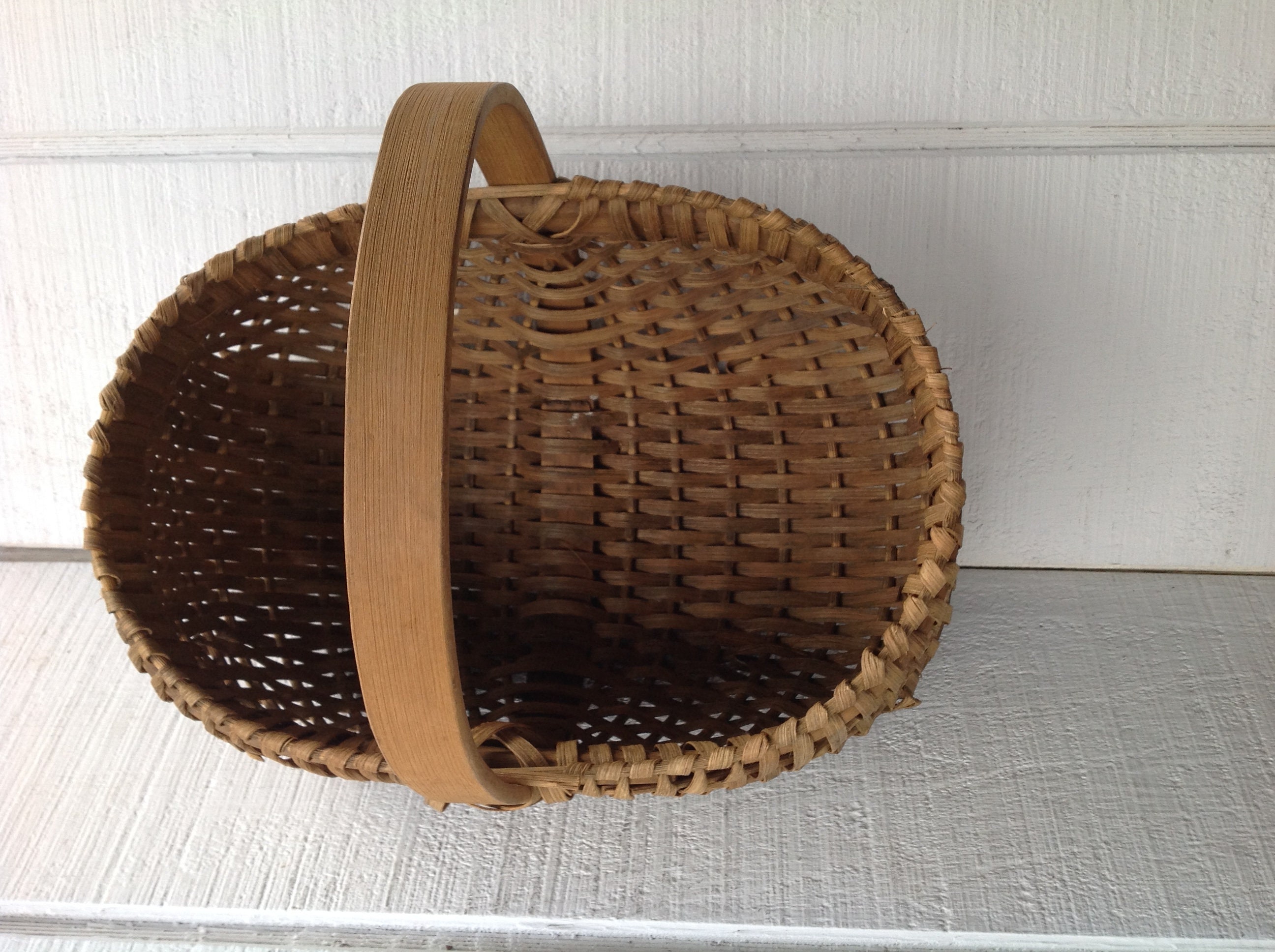 Vintage egg basket split bottom basket buttocks basket rustic Etsy