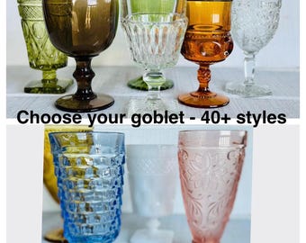 Vintage Mid Century Modern Colored Glass Goblets – Mix & Match Individual Pieces – Build a Custom Set – Choose Your Favorite Colors