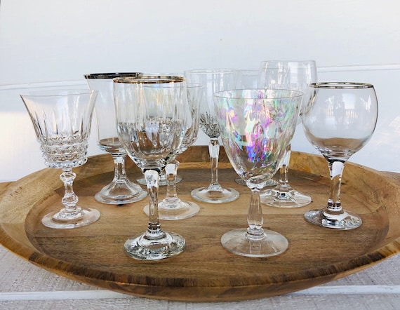 Vintage Wine Glasses Choose Your Own Set Crystal Goblets Mismatched Stemware Replacement Glassware Wedding Glasses