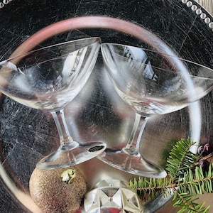 Royal Moselle Serene Germany crystal martini glasses clear cocktail glasses prism stem flare rim 1950s 1960s bar cart glassware replacements