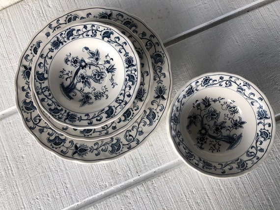Vintage Nikko Loire Blue Ironstone Blue and White Ironstone Salad
