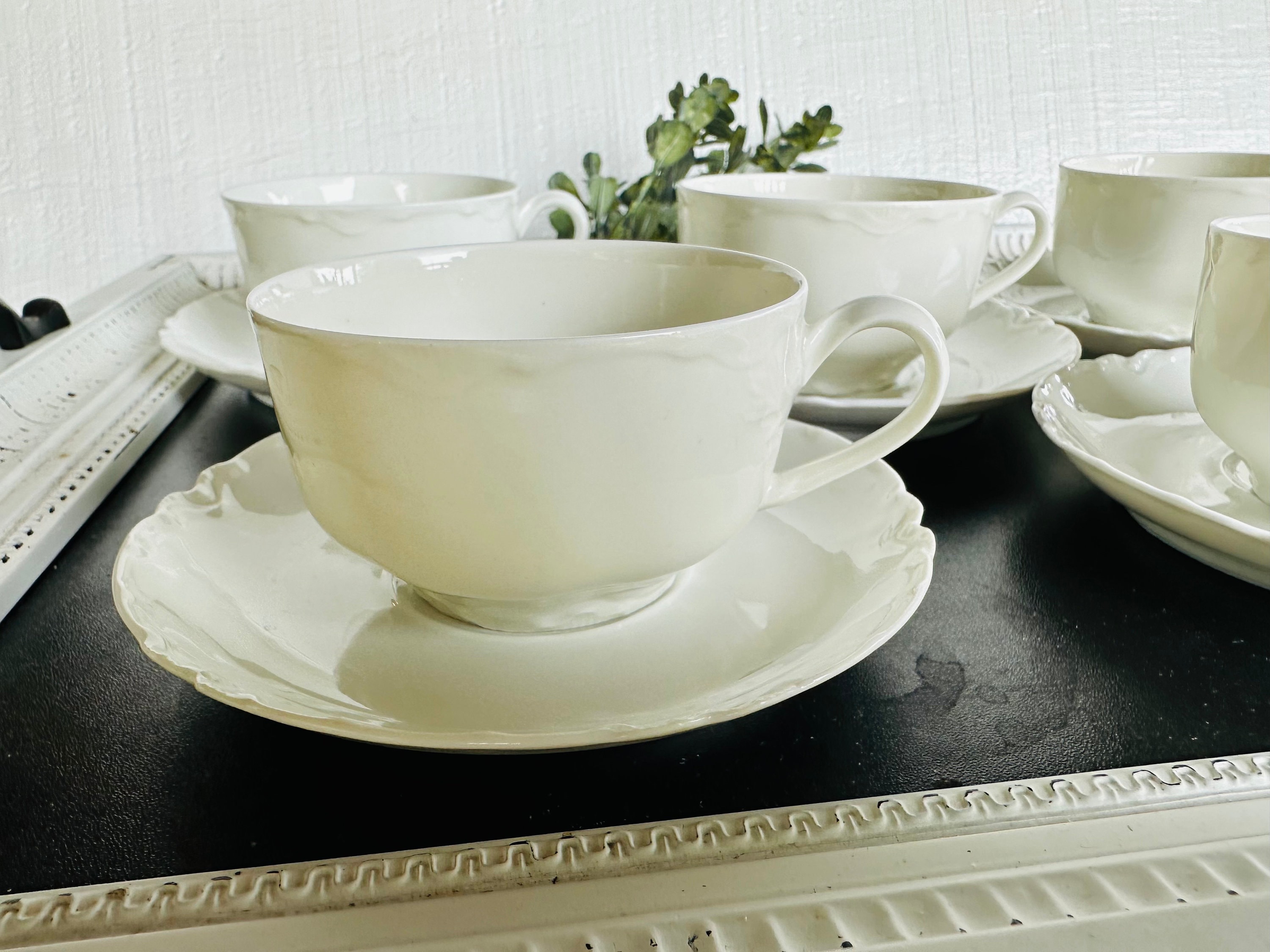 Antique Limoges Haviland France White Ranson Teacup and Saucer 5