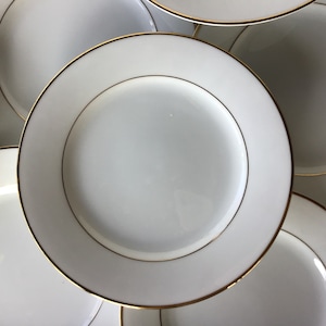 1950s Noritake Dawn 5930 china dinner plate dessert plate gold trim Mid century china 50s 1960s Noritake Dawn china white gold replacements