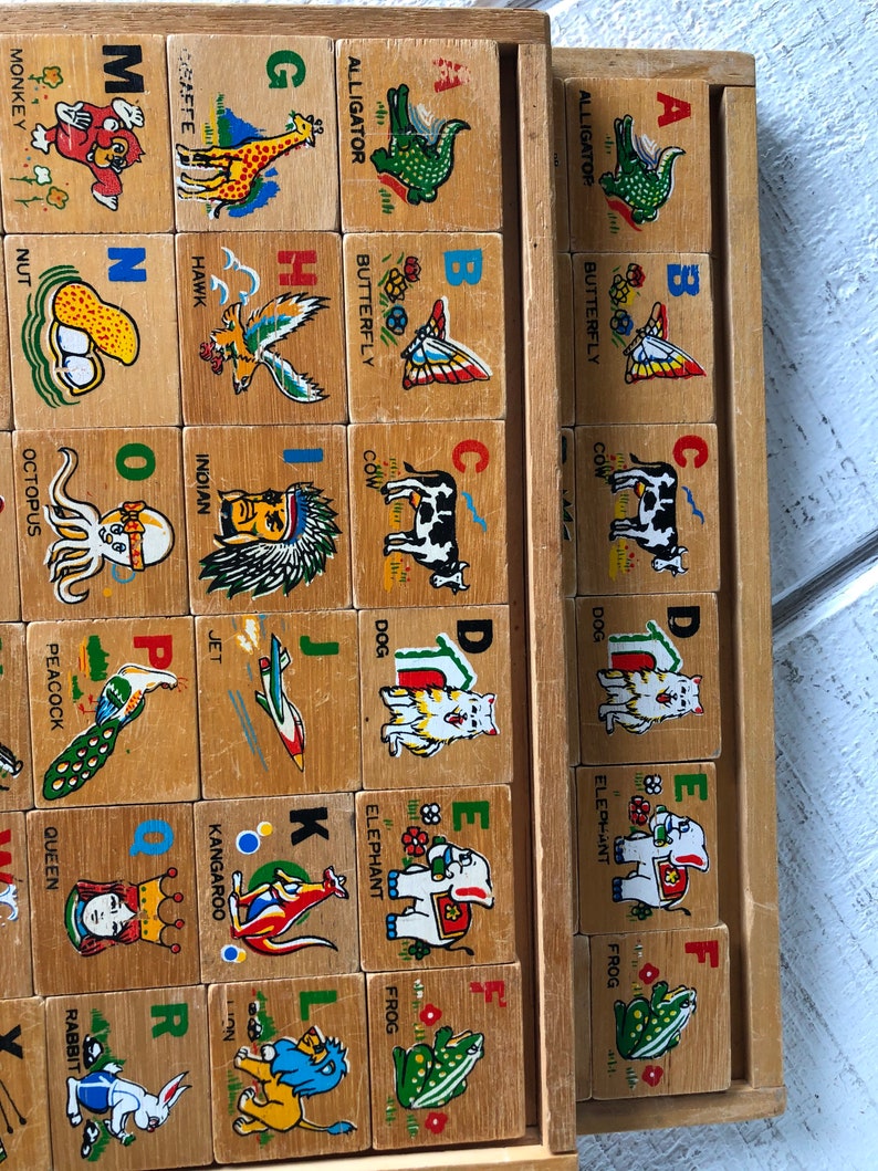 Vintage Wooden ABC Set Alphabet Puzzle Kid Children - Etsy