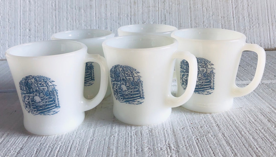 Vintage Currier and Ives Milk Glass Mugs Currier and Ives - Etsy