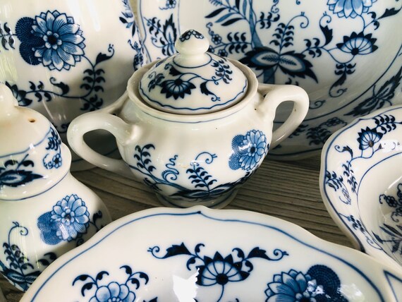 1950s Blue Danube Porcelain Dinnerware Serving Piece Canister Oval