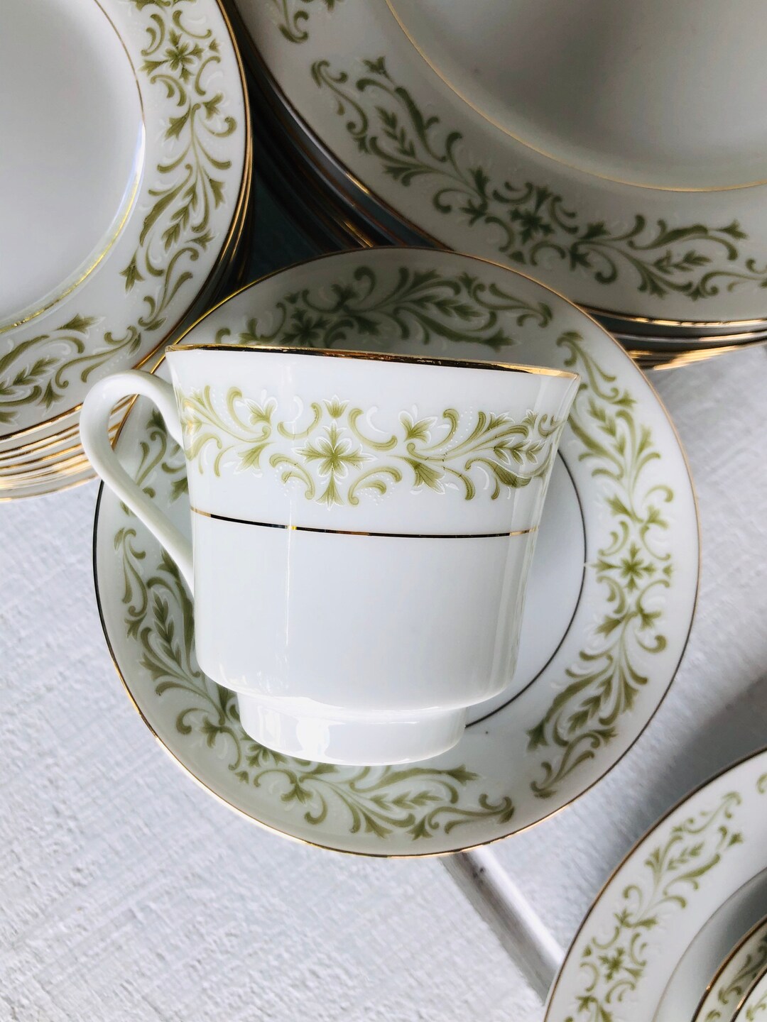 24 piece set 1950s 1960s Allegro Green Fine China made in Etsy 日本
