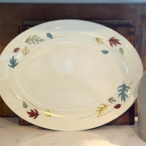Franciscan Autumn 16.5 Inch Oval Serving Platter, Gladding McBean California Earthenware, Fall Leaf Dinnerware Replacement
