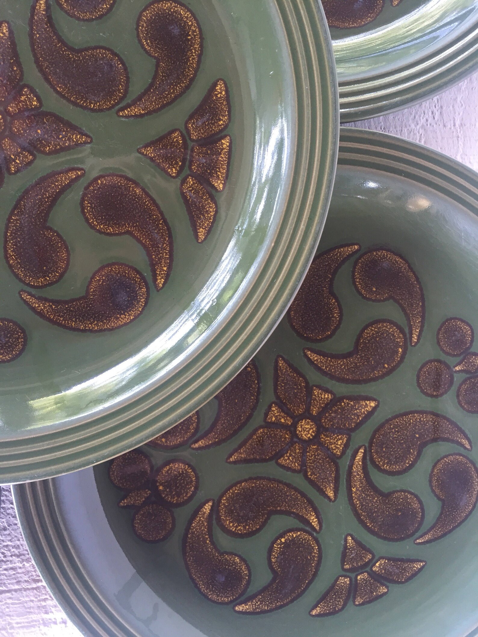 Fiesta kitchen craft turf green dinner plates geometric design | Etsy