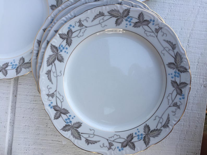 Harmony House Vintage Dawn Gray Dinner Plates Vintage China Etsy