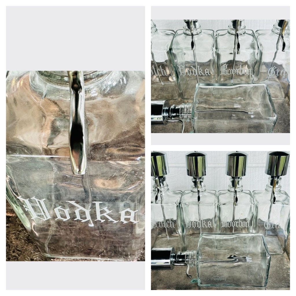 FIVE~ 1950s 1960s Pump Liquor Decanter MCM Glass Decanter