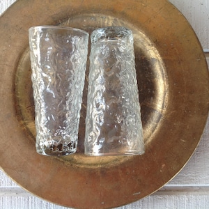 Vintage Milano Clear 16 ounce Tumblers, Vintage Anchor Hocking Clear Crinkle Glass Tumblers, Retro Bar Cart Glasses, Mid Century Glasses