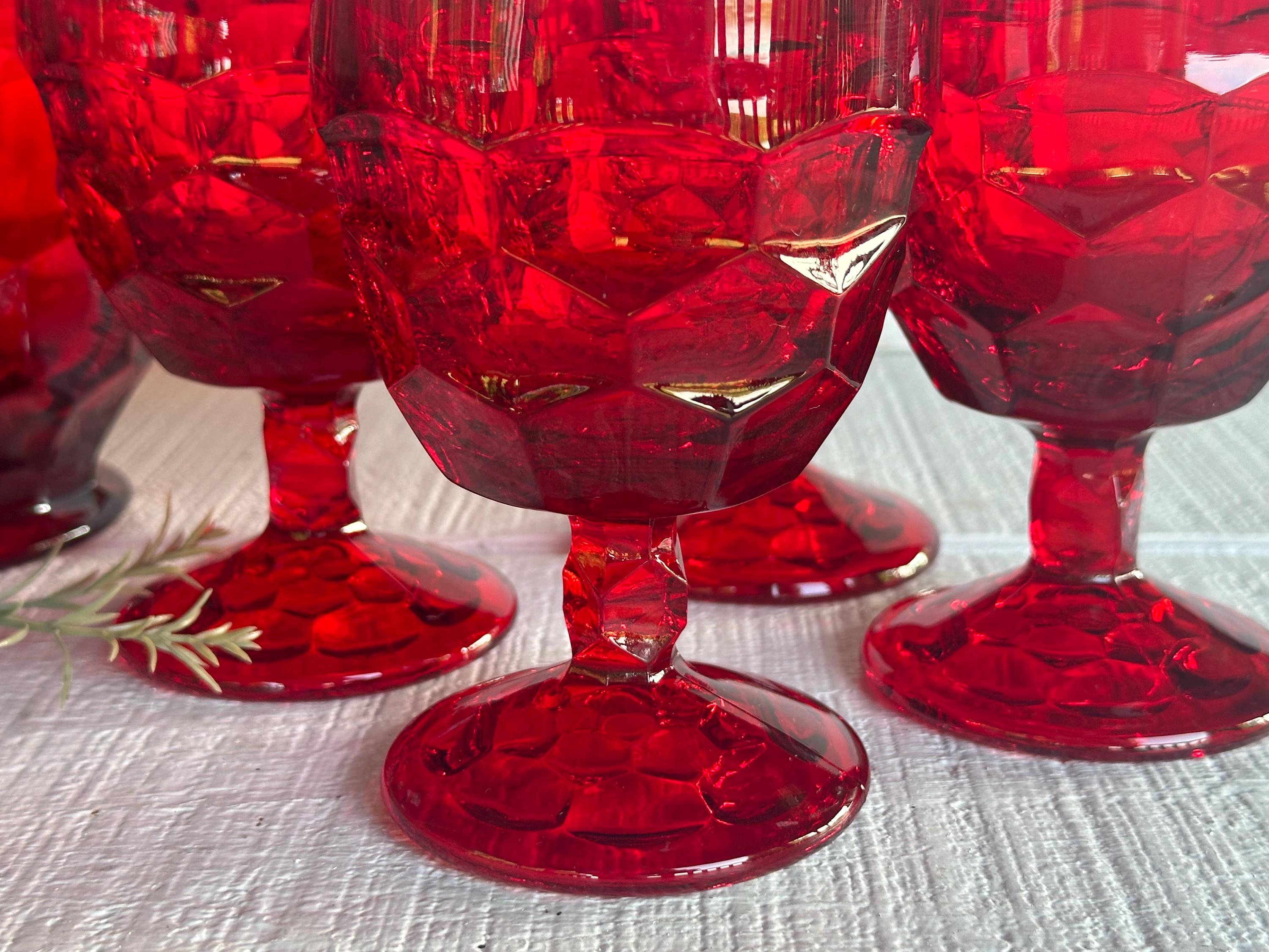 Viking Glass Georgian Ruby Glassware 48 Oz Pitcher 10 Oz Water