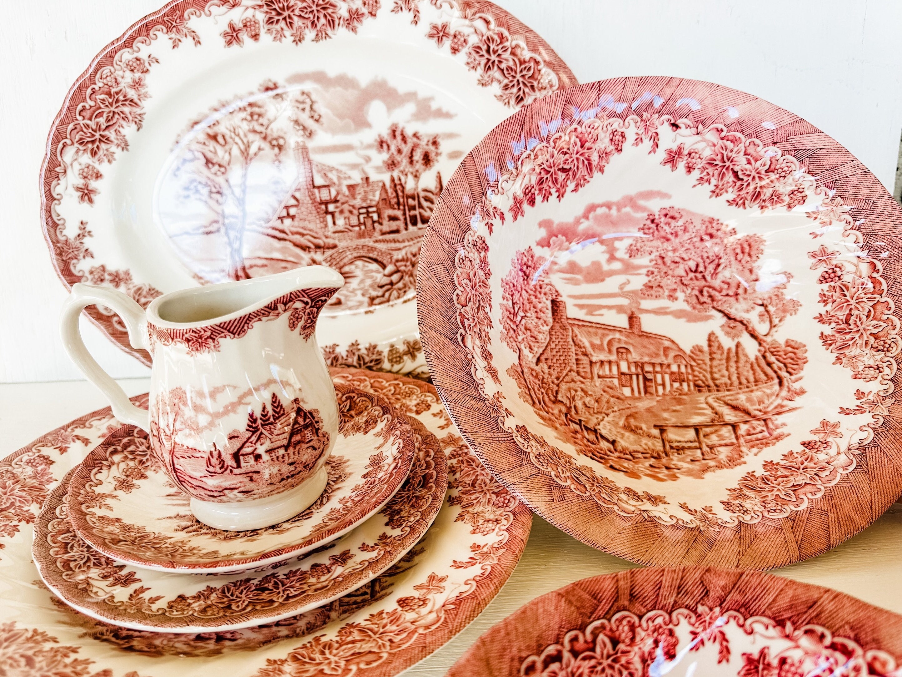 Vintage Churchill Brook Pink Dinner Salad Bread Plate Coupe Cereal