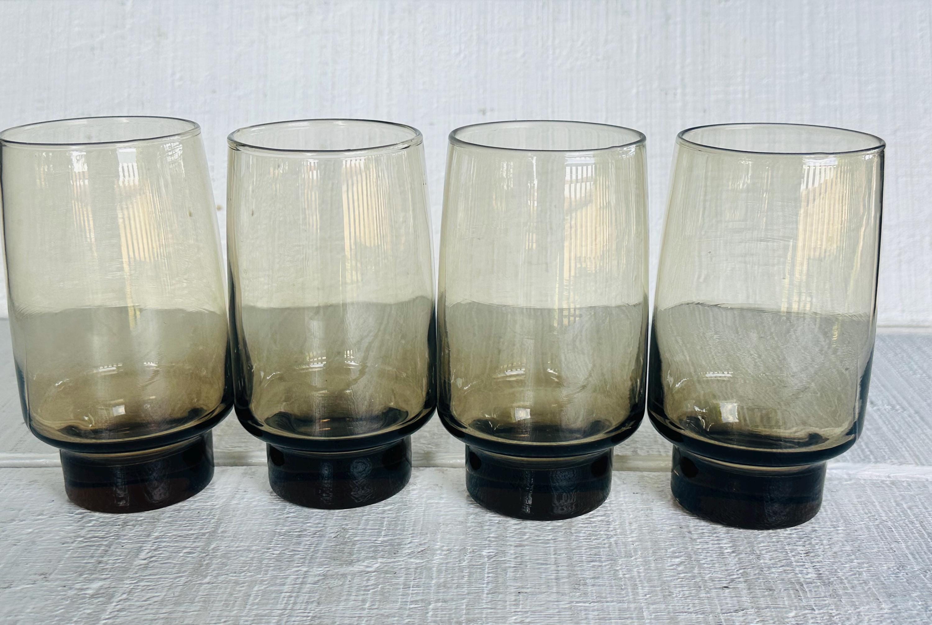 未使用　Webb ブランデーグラス　5客 Vintage 16 Oz Tawny Accent Flat Tumblers Glasses Libbey Rock
