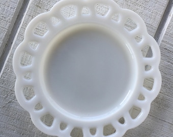 Vintage Hazel Atlas Milk Glass Scalloped Plate - Early American Style