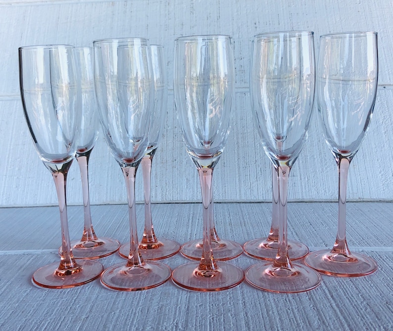 Vintage Pink champagne flutes wedding toasting pink wedding Etsy