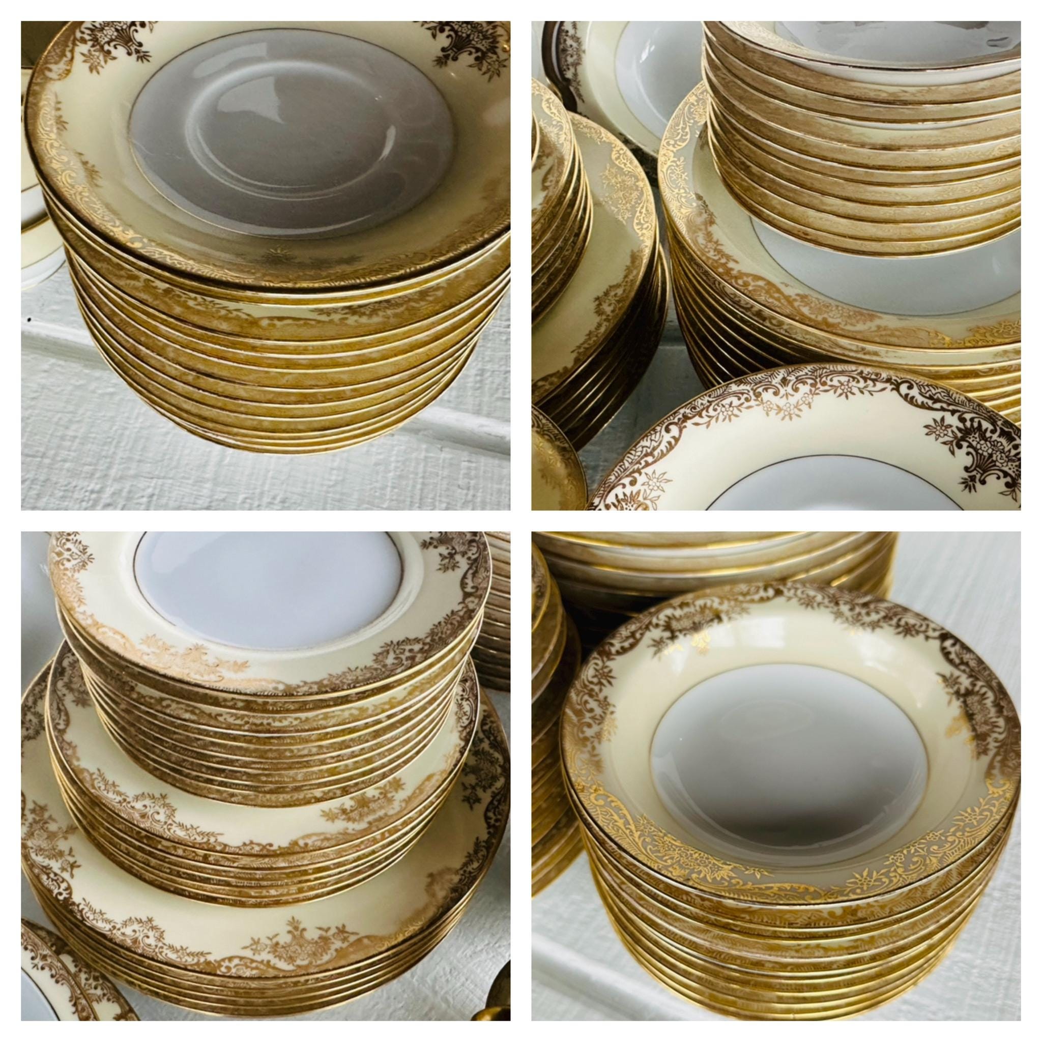 66 Pc Set of Noritake Grafton Japan 1918 Gold Edge Floral