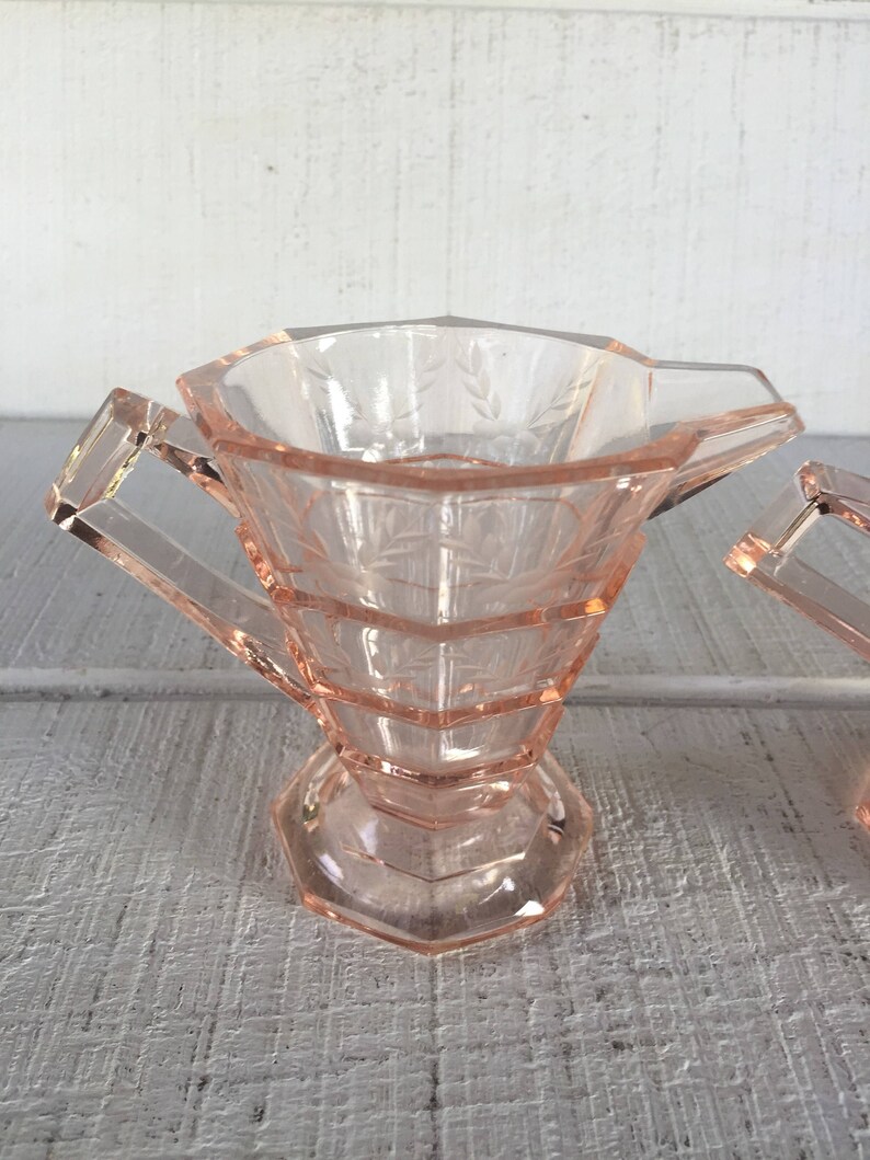 RARE Pink Depression Glass Indiana Tea Room Creamer and Sugar Etsy