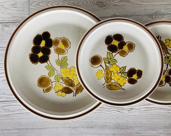Vintage Stoneware floral dinner plate retro Floral Expressions Foliagetime Hearthside stoneware dishes dinnerware 70s 80s Japan replacements