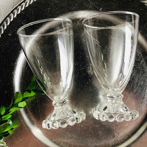 Vintage Candlewick Glasses 5.5 inches Boopie water Mid century bubble footed stems bar cart glasses retro Anchor Hocking clear bubble glass