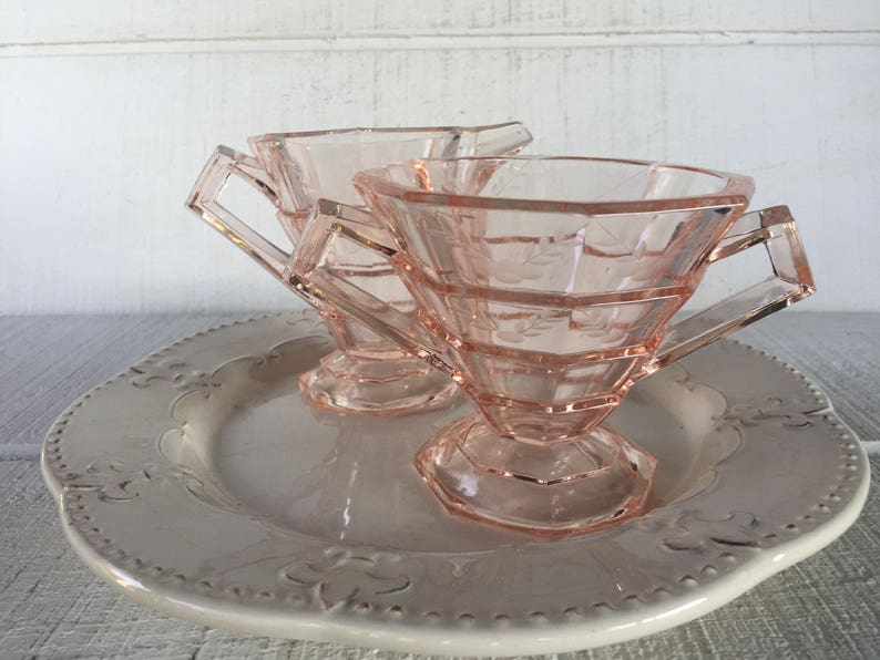 RARE Pink Depression Glass Indiana Tea Room Creamer and Sugar Etsy