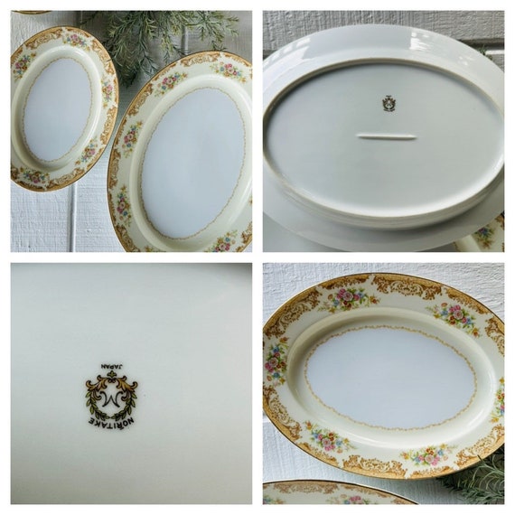 1930s 1940s Noritake Japan Floral Platters - Yellow and Brown