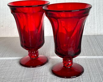 Vintage FOSTORIA Jamestown RUBY iced tea goblet 1980 vintage red glassware ruby red parfait glasses, Christmas table glassware replacements
