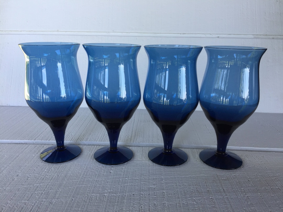 Vintage Blue Wine Glasses / Wine Goblets Denby Olympia Blue Etsy