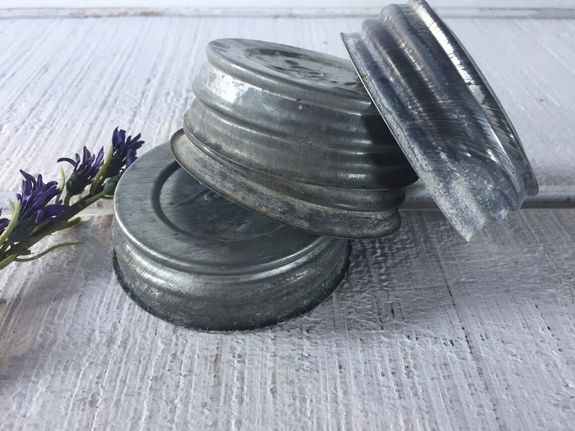 4 Aged Vintage Ball Mason Zinc Jar Lids Canning Jar Lids With Etsy