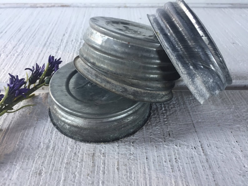 4 Aged Vintage Ball Mason Zinc Jar Lids Canning Jar Lids With Etsy