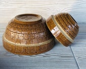 Vintage brown ribbed USA nesting bowls vintage brown glazed stoneware nesting bowls farmhouse brown pottery crock mixing bowl set
