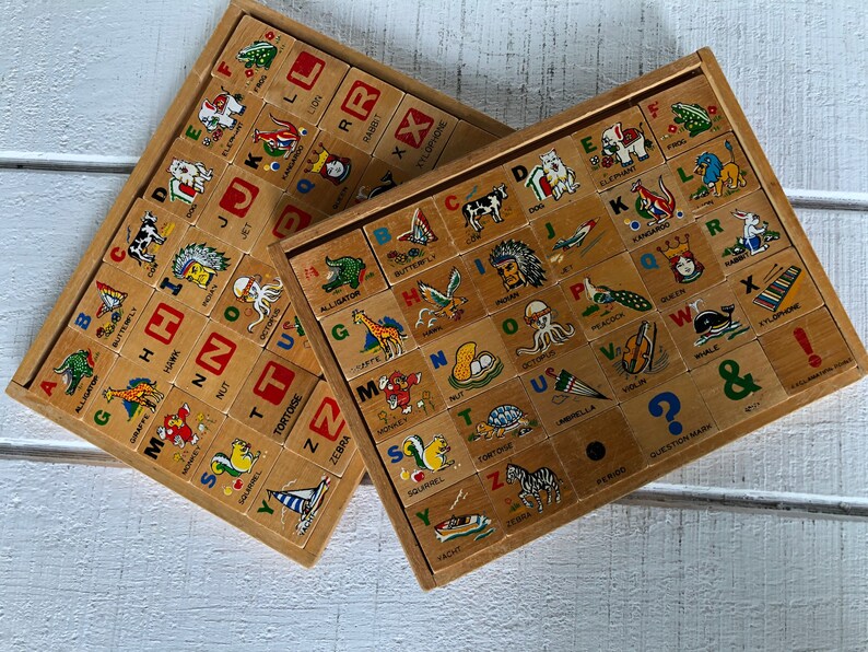 Vintage Wooden ABC Set Alphabet Puzzle Kid Children - Etsy