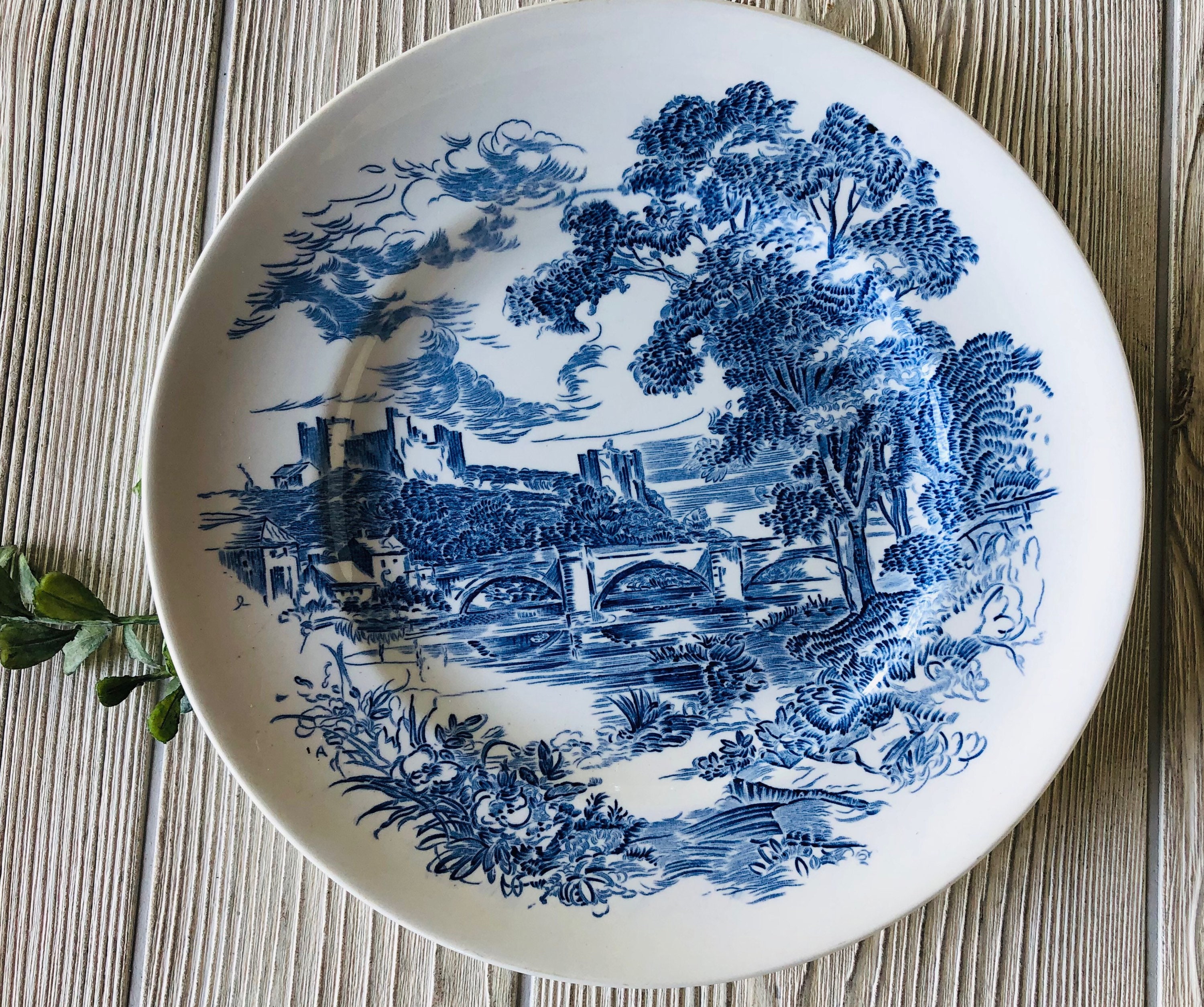1960s Blue and White China Vintage Wedgwood Countryside Blue